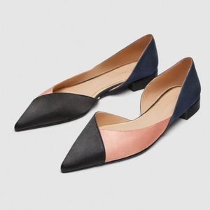 Zara Trafaluc Colorblock Satin Pointed Toe Flats